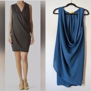 James Lacroix Swimsuit Coverup Blue Draped Flowy Chiffon Wrap Dress M